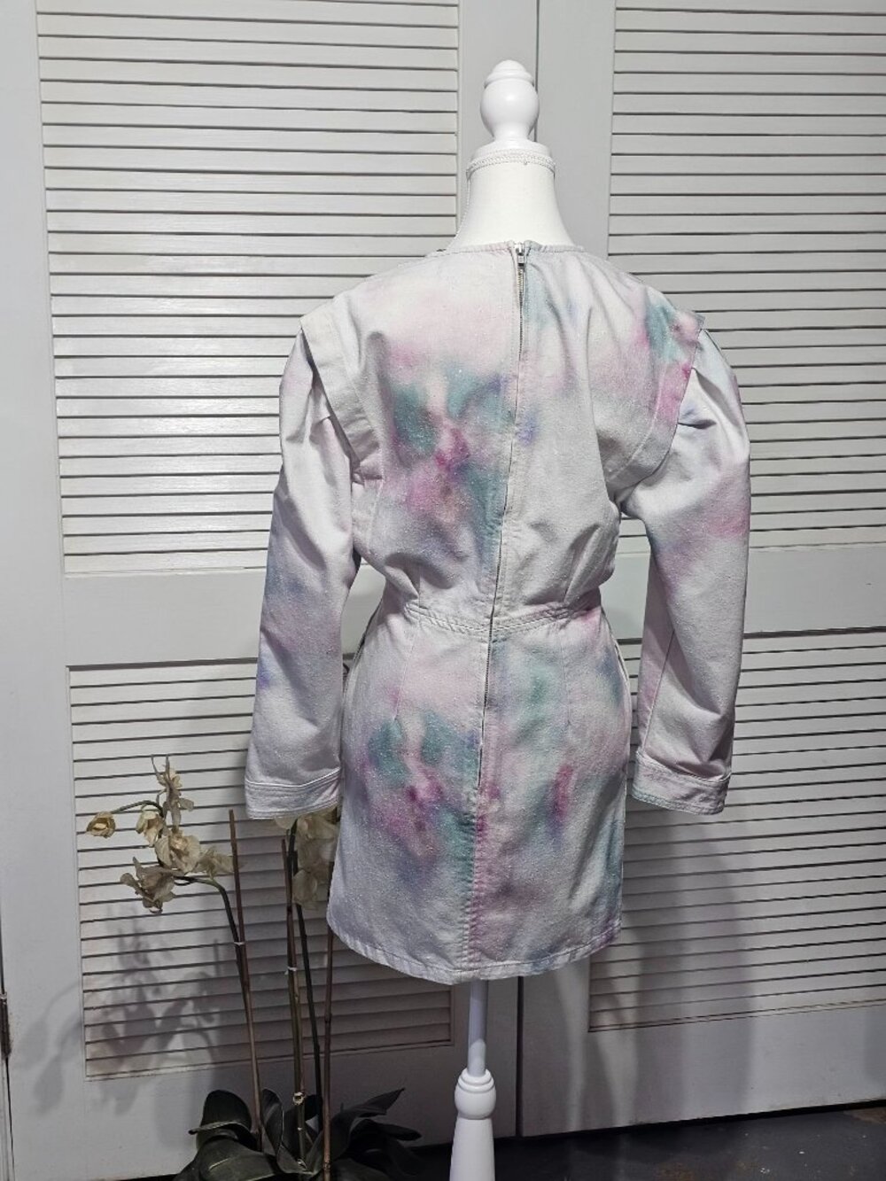 NWT Isabel Marant Étoile Robe Lacanau Women's Tie-Dye Denim Mini Dress Sz 8 3638 - Picture 5 of 15